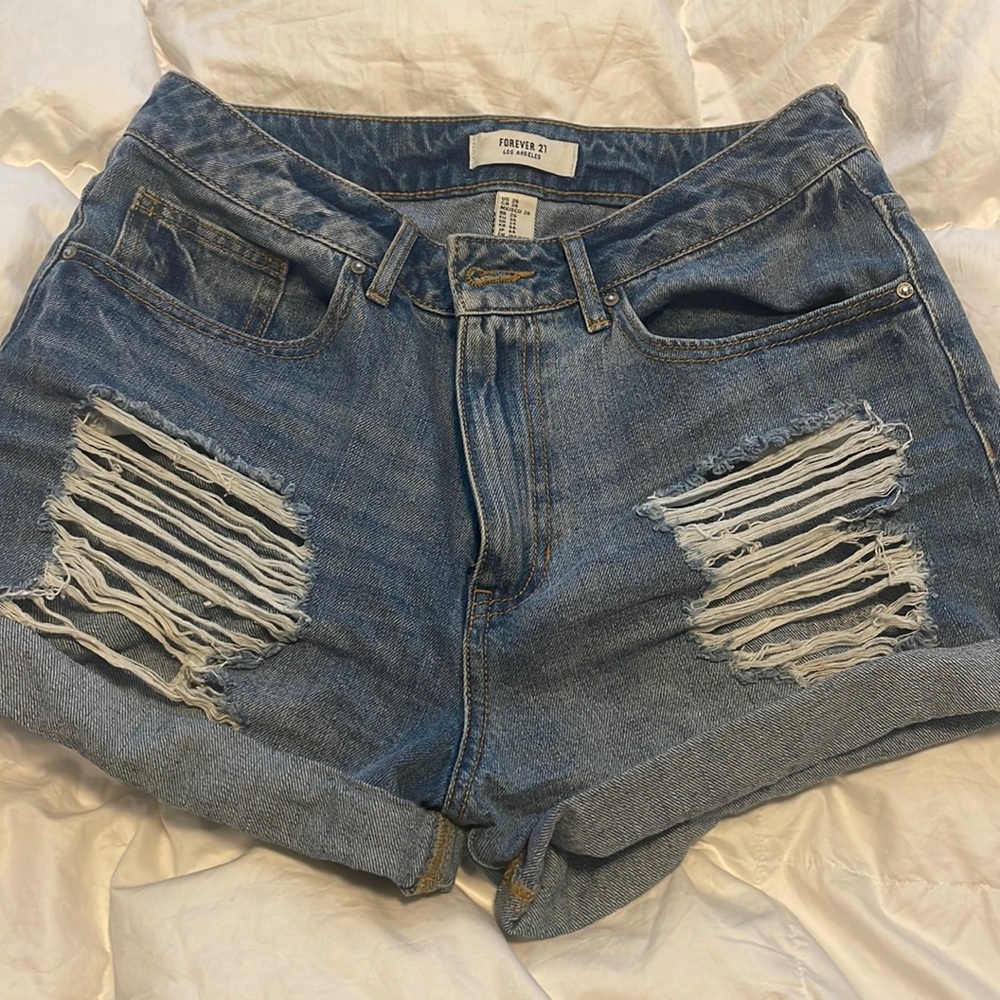 High waisted jean shorts